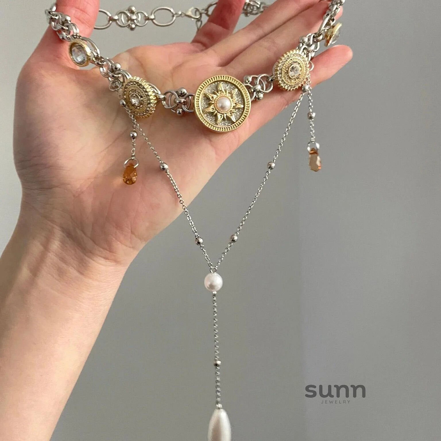 Lylah Dainty Star Pearl Necklace