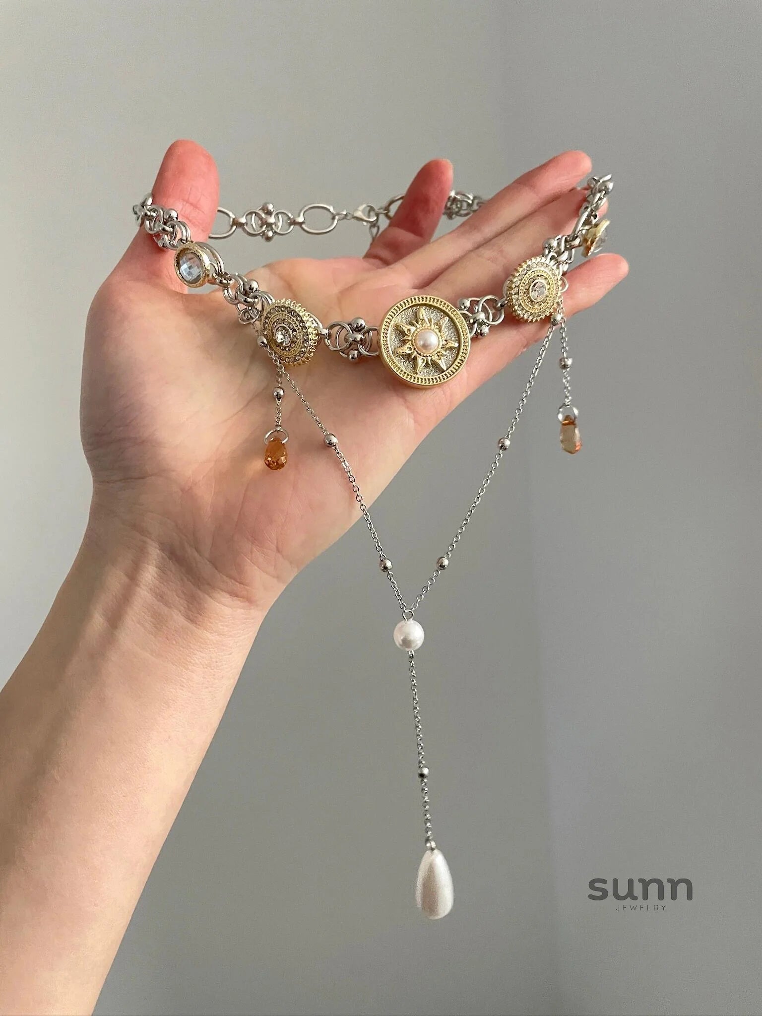 Lylah Dainty Star Pearl Necklace