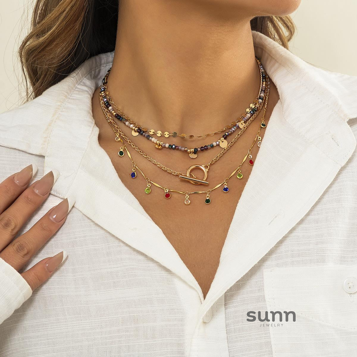 Lyliana Rhinestone Layered Necklace