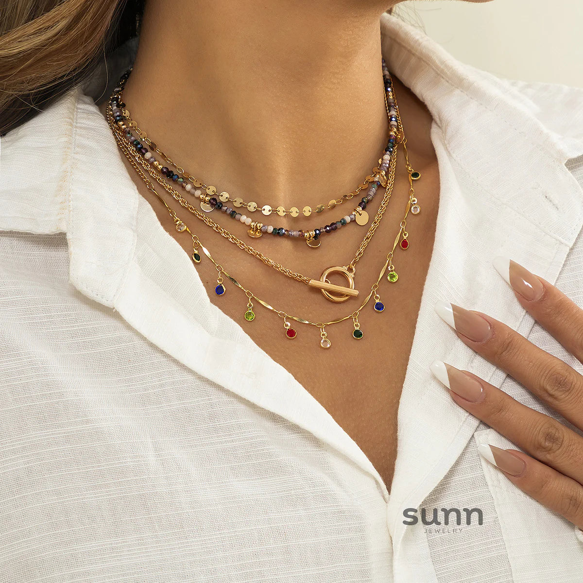 Lyliana Rhinestone Layered Necklace