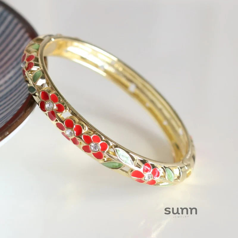 Lynn Floral Enamel Bangle