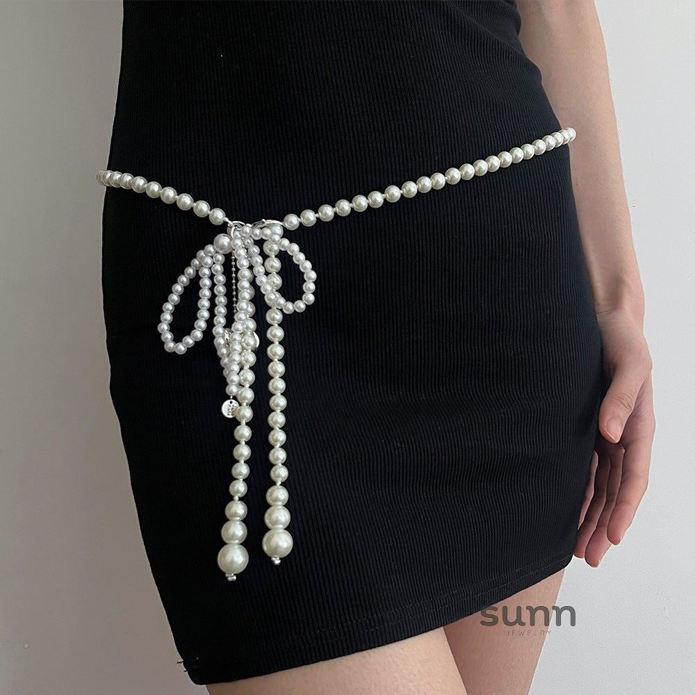 Lynnox Pearl Tassel Waist Chain [T3KFQRTC]