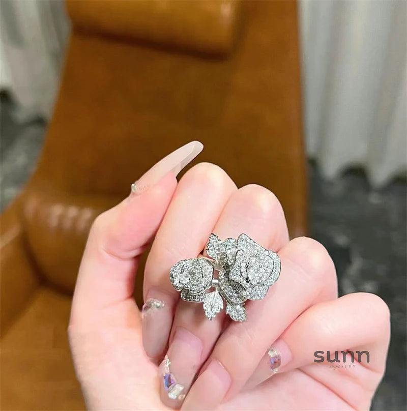 Macey Pave Camellia Ring