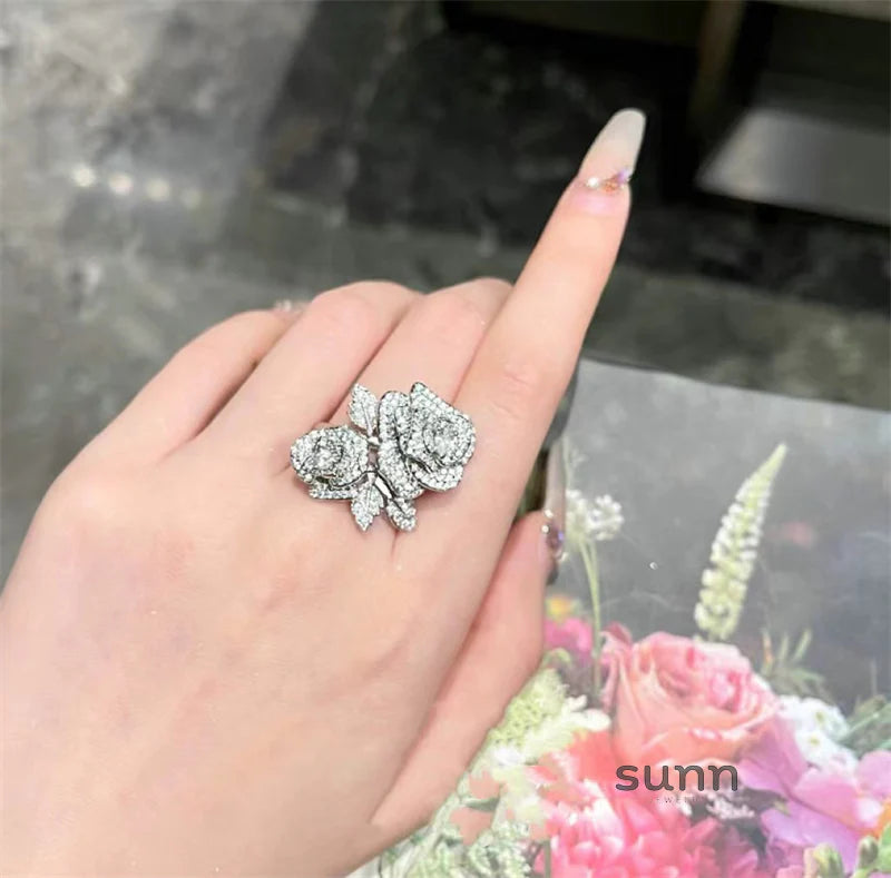 Macey Pave Camellia Ring
