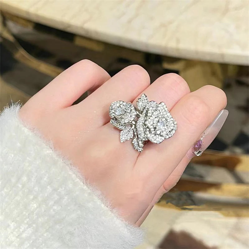 Macey Pave Camellia Ring