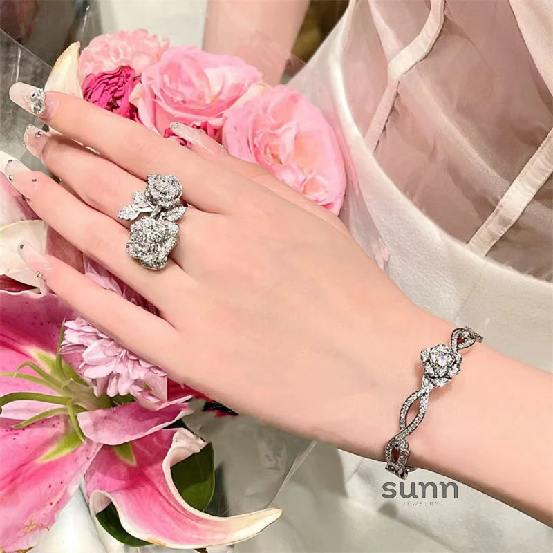 Macey Pave Camellia Ring