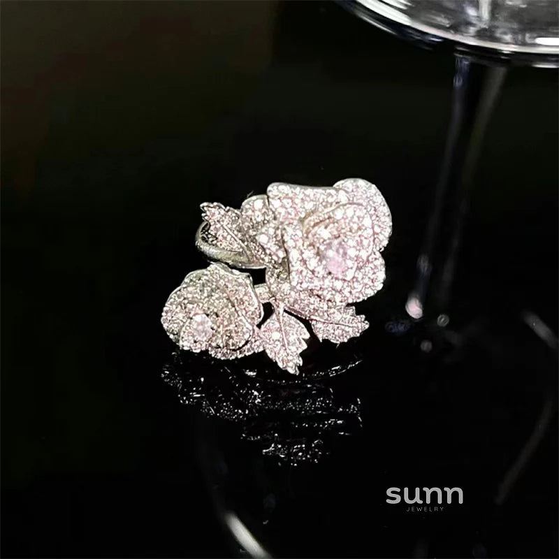Macey Pave Camellia Ring