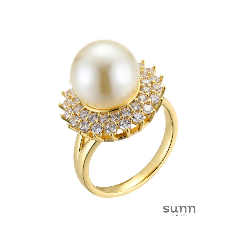 Maci Pearl Zircon Ring [3CZGOMCK]