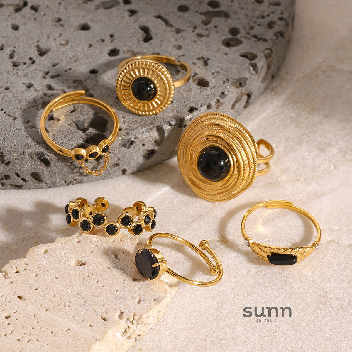 Mackayla Black Agate Ring Set [CLW7DUN1]