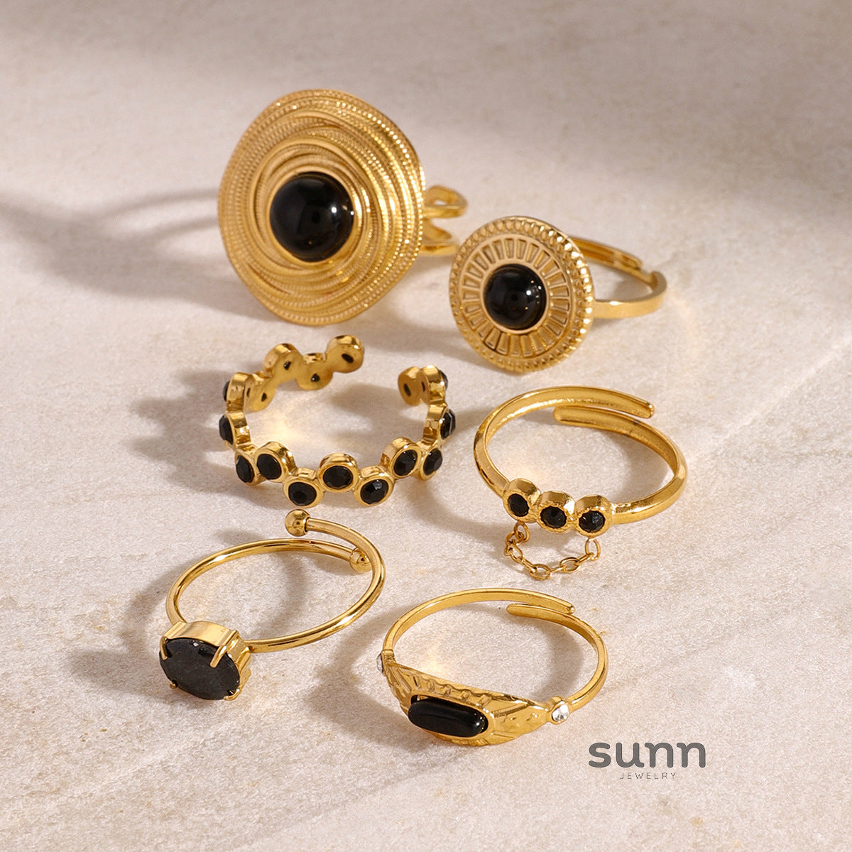 Mackayla Black Agate Ring Set [TWS9EXUT]
