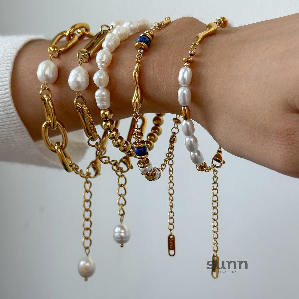 Maddalena Stacked Pearl Bracelet Set [Z441XNBK]