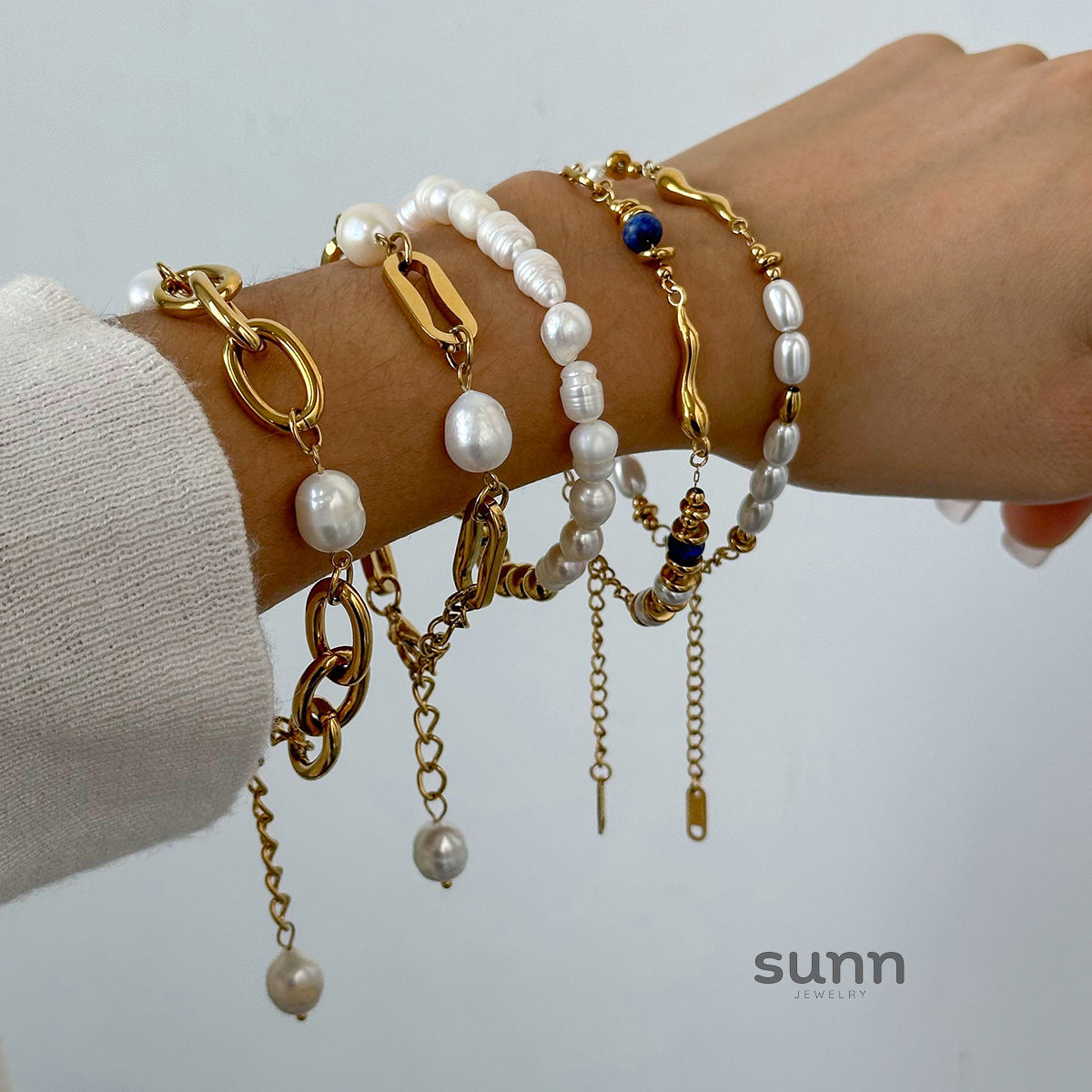 Maddalena Stacked Pearl Bracelet Set [C343TU42]
