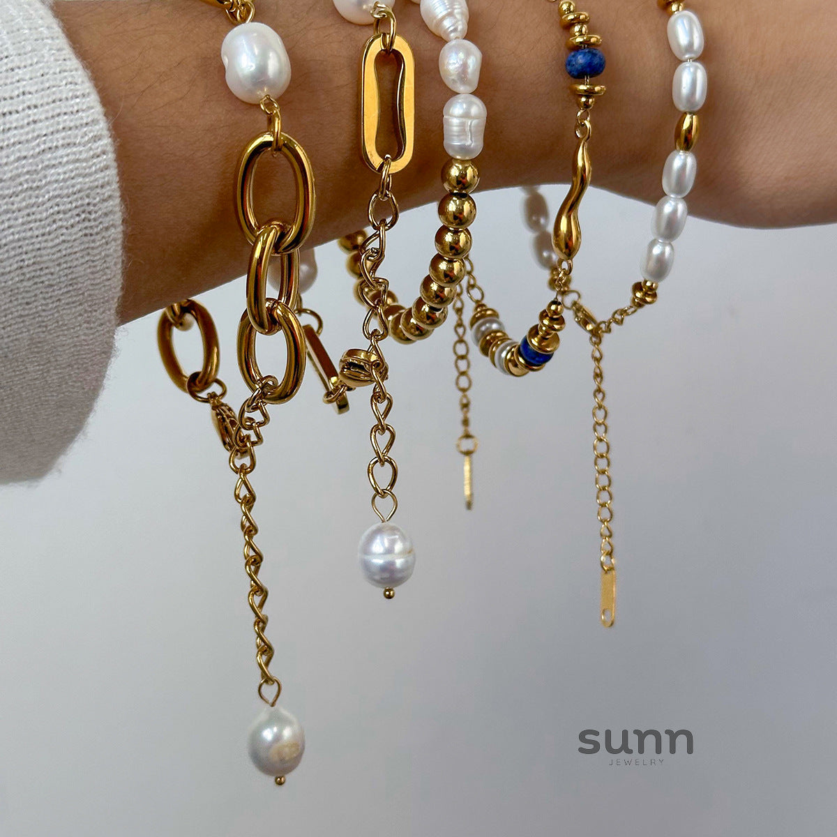 Maddalena Stacked Pearl Bracelet Set [LE1NDF3Y]