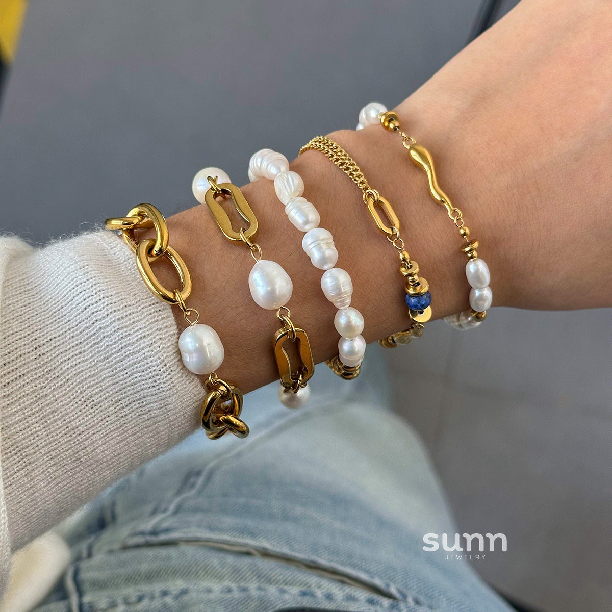 Maddalena Stacked Pearl Bracelet Set [36V4YKXW]