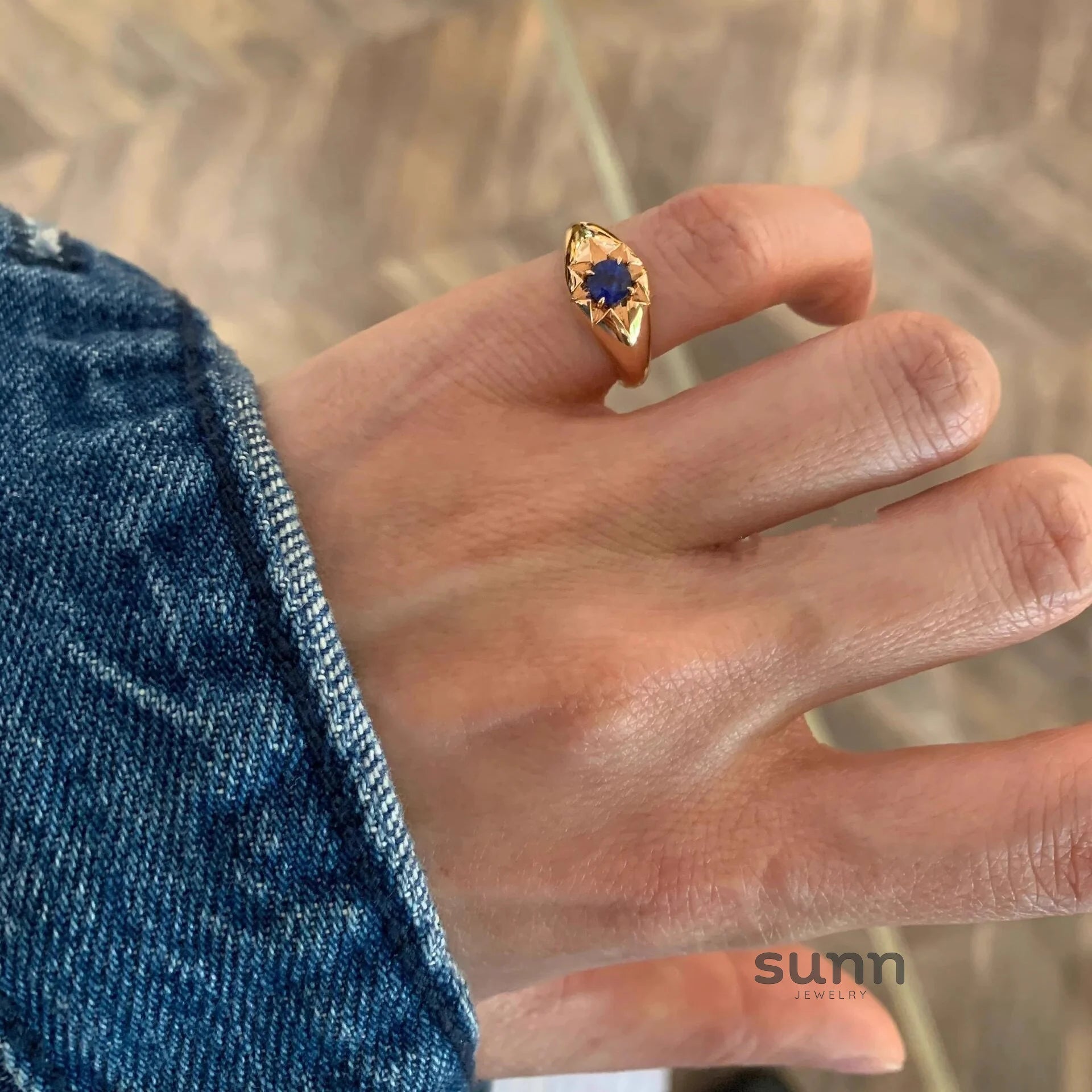 Maddisyn Aquamarine Octagram Ring