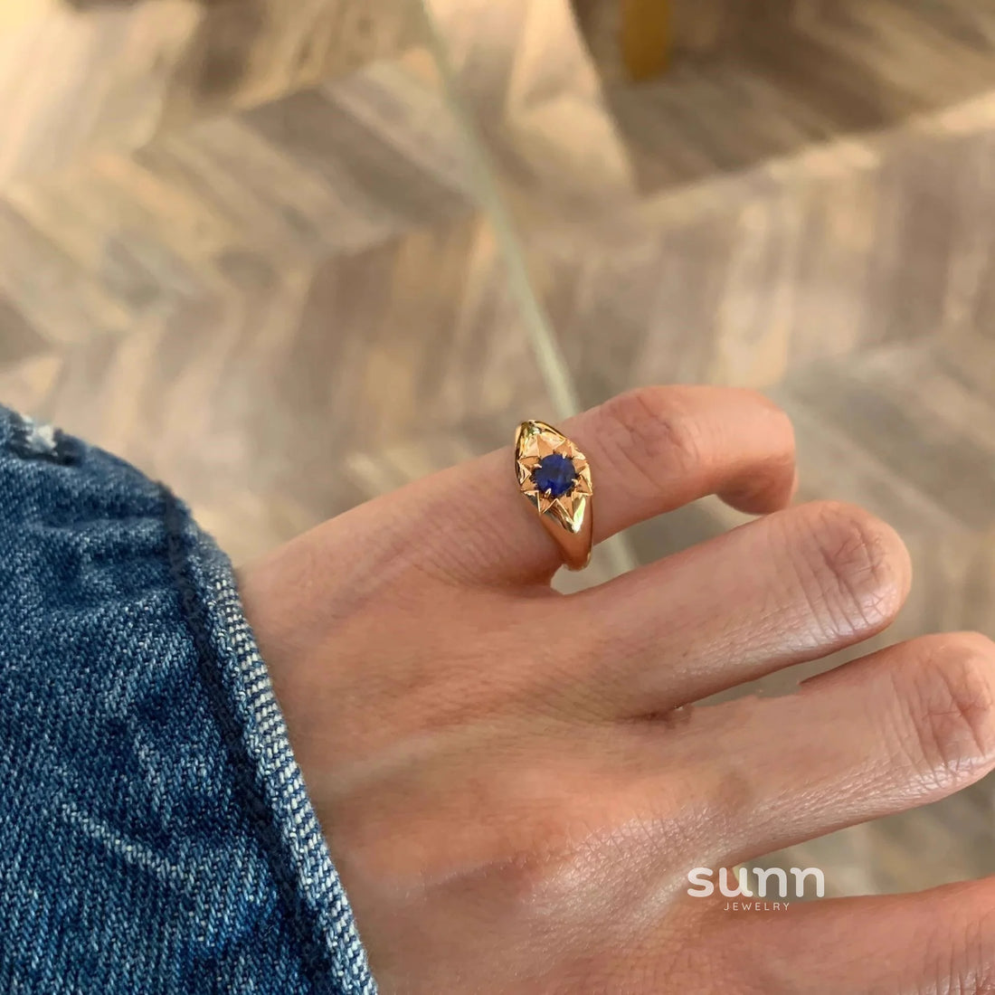Maddisyn Aquamarine Octagram Ring