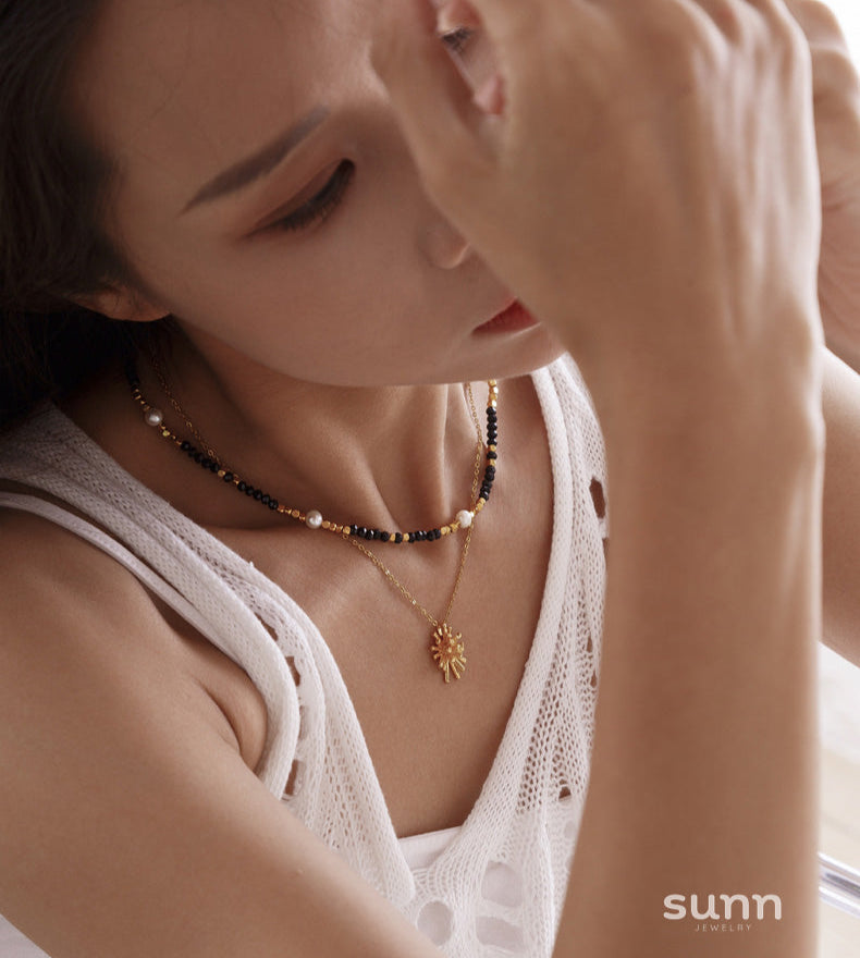 Mae Black Crystal Pearl Choker [HNZZ6383]