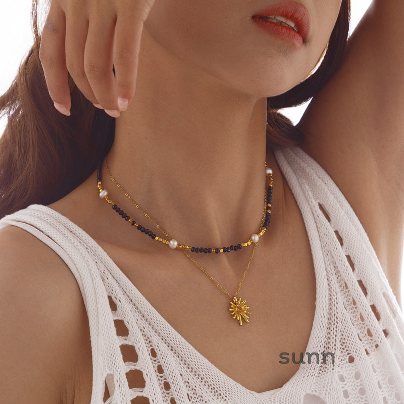Mae Black Crystal Pearl Choker [53NGONPI]