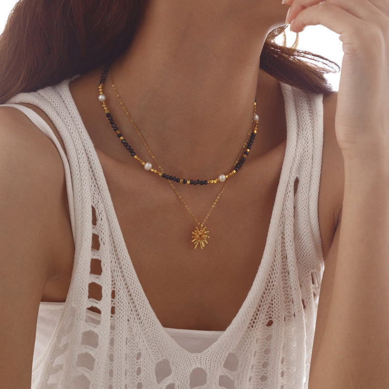 Mae Black Crystal Pearl Choker [A2W70CDY]