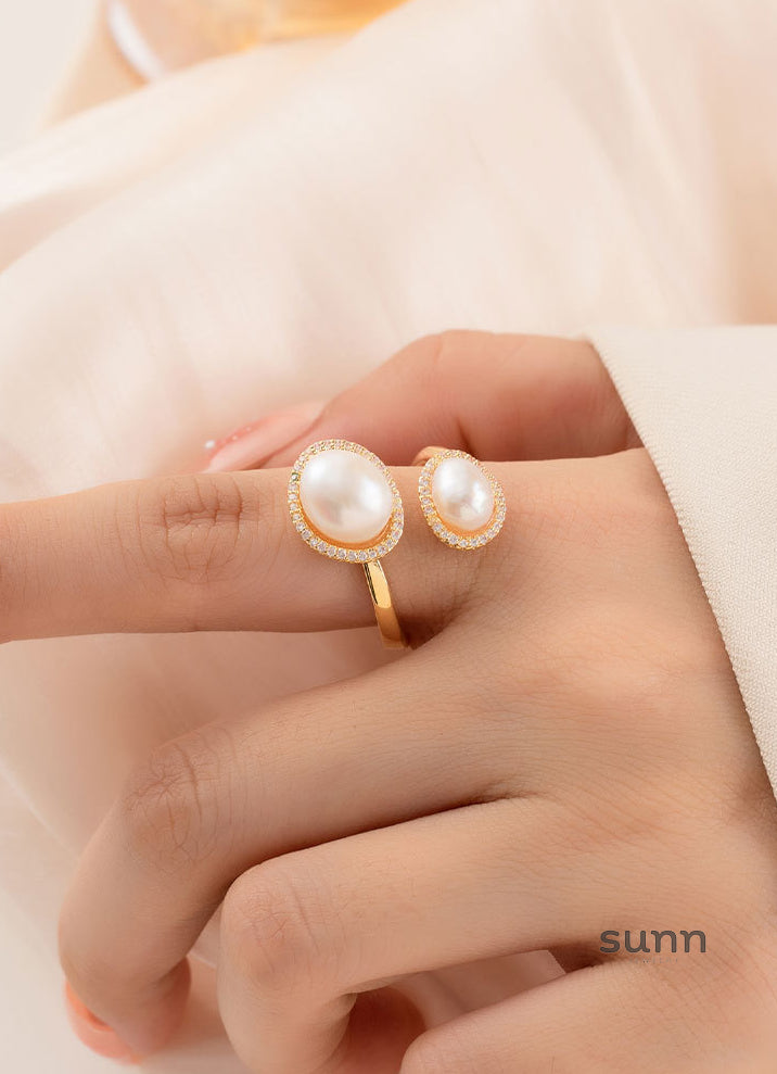 Maelani Micro-Set Pearl Open Ring [TGYBDC69]