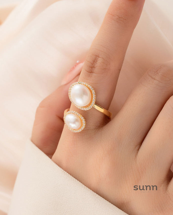 Maelani Micro-Set Pearl Open Ring [8DOWJVAB]
