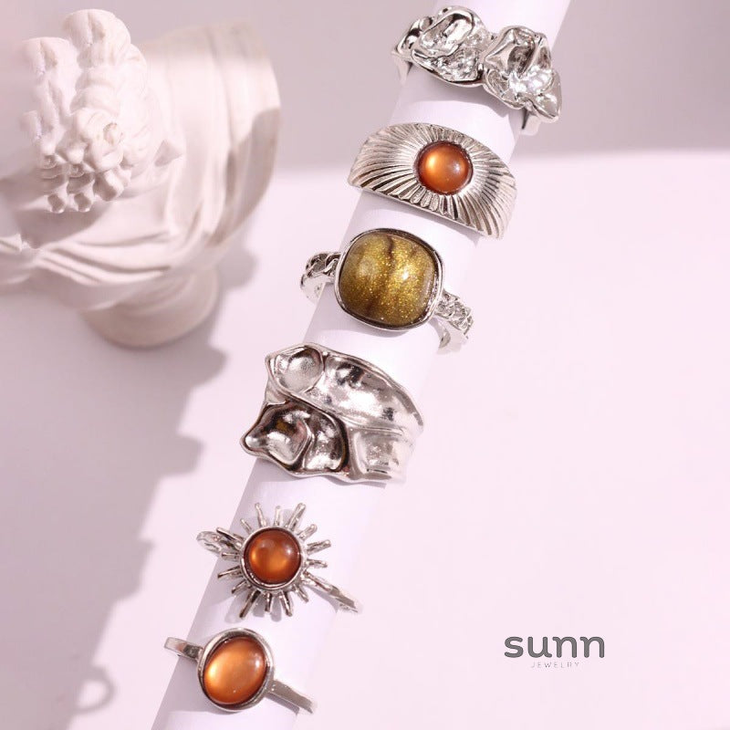 Maeva Sunflower & Tiger Ring Set [G0QO1D66]