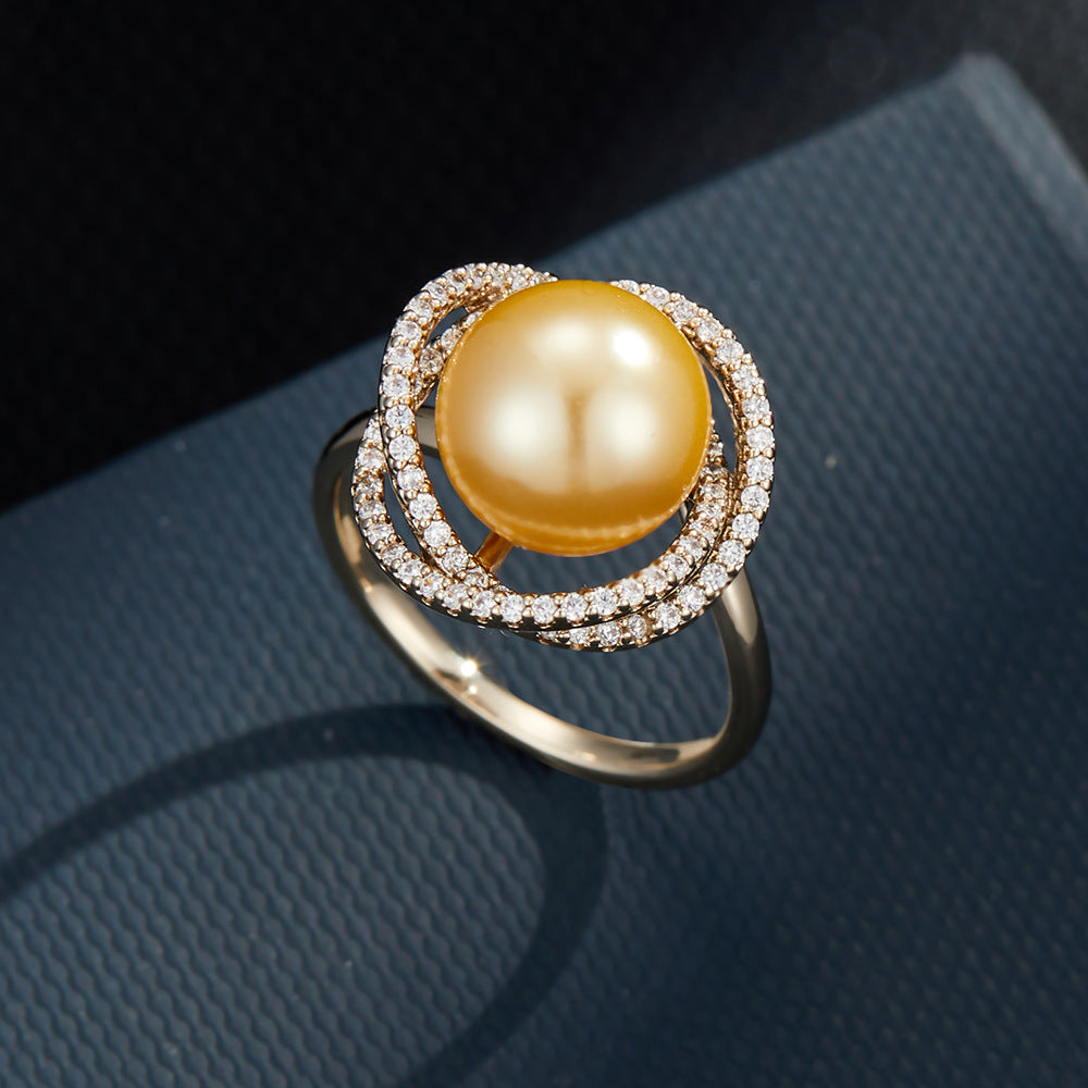 Magdalena Pearl Zircon Open Ring [6CFBI5L6]