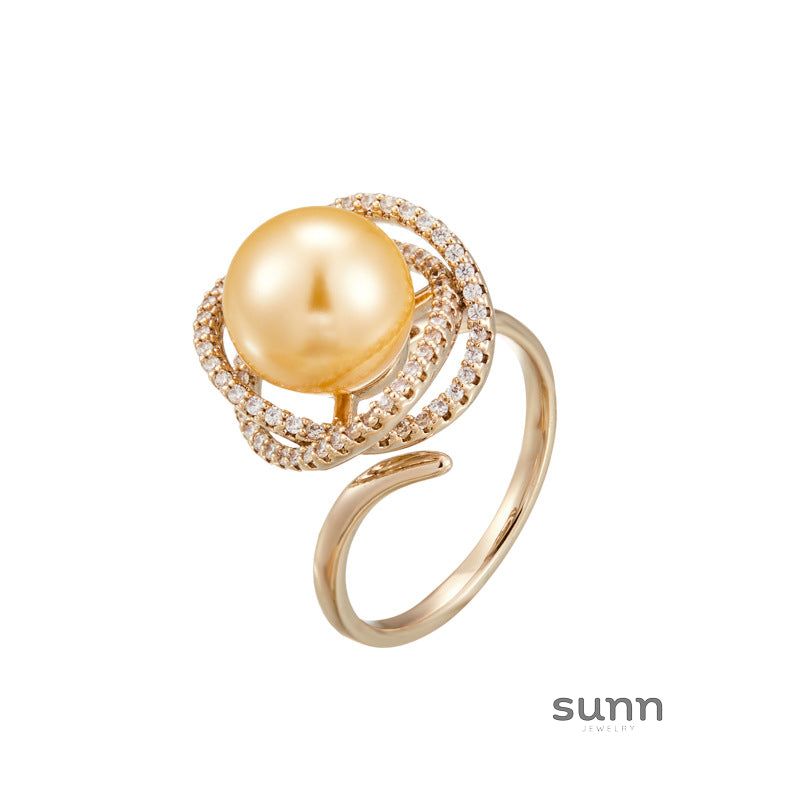 Magdalena Pearl Zircon Open Ring [WZMU0W50]