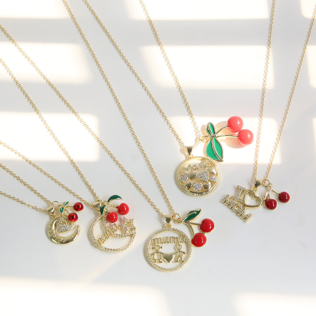 Magdalene Cherry Letter Necklace [C35IO5L4]
