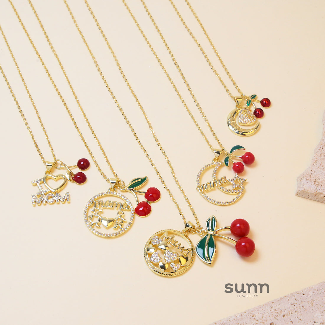 Magdalene Cherry Letter Necklace [C35IO5L4]