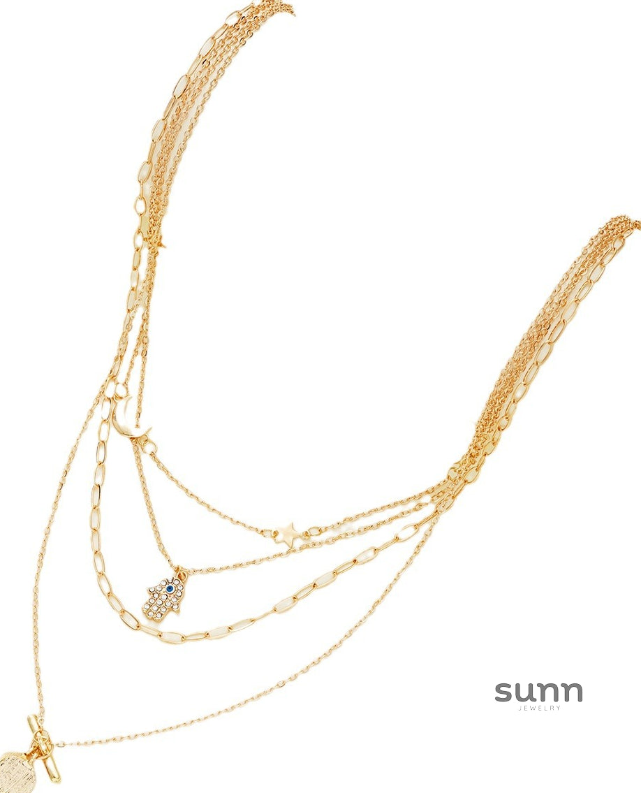 Maggie Layered Charm Necklace Set [UU27VU6C]