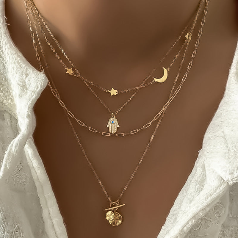 Maggie Layered Charm Necklace Set [2C04EH8L]