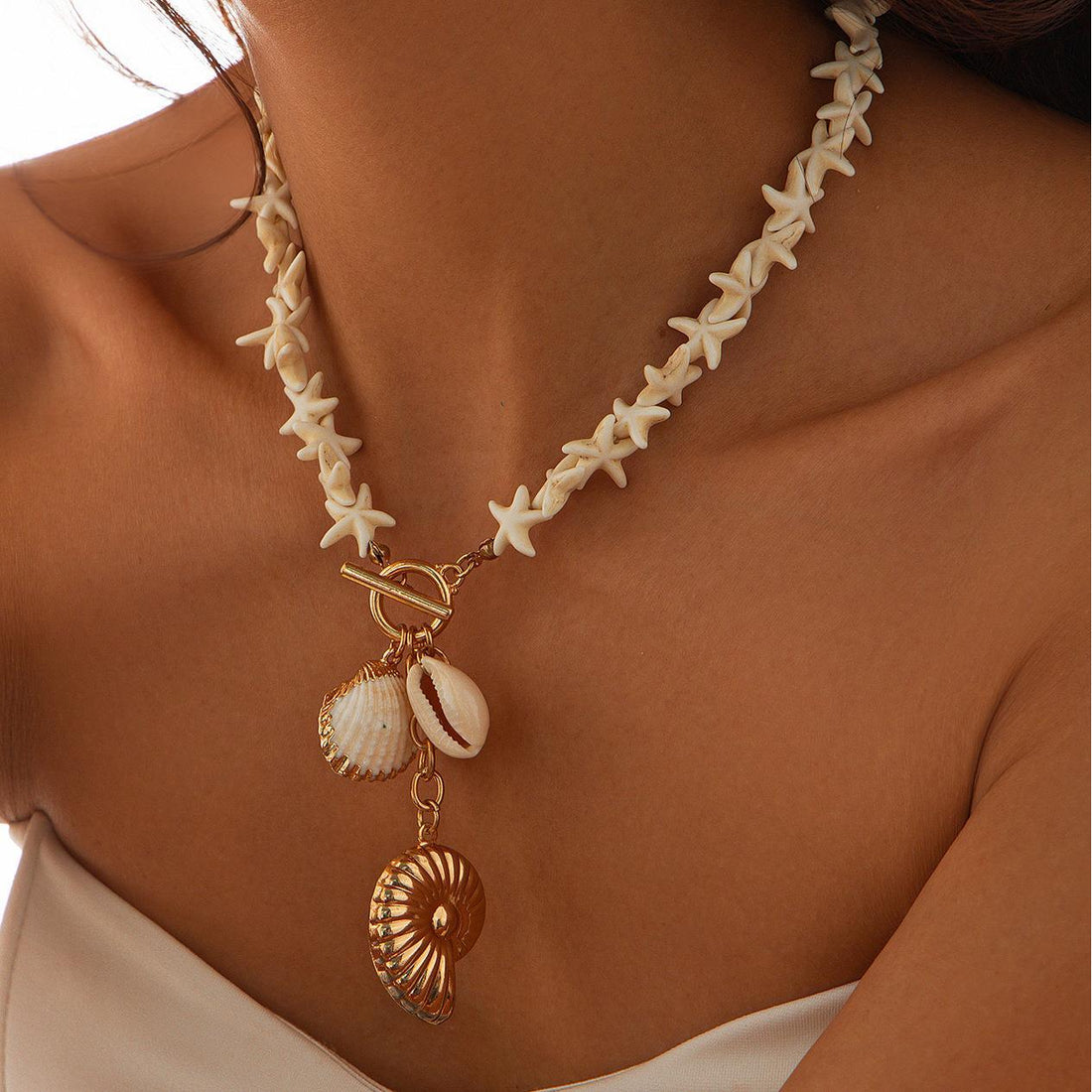 Mahalia Starfish Shell Beaded Necklace [OHSWWSX6]