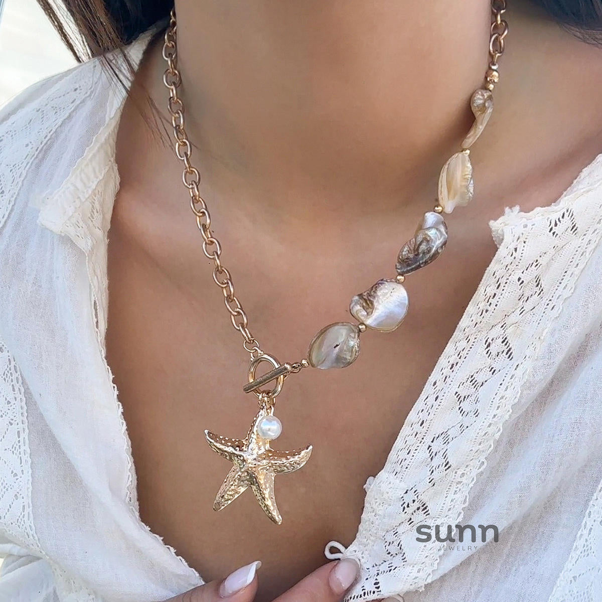 Mahalia Starfish Shell Beaded Necklace [0ITZBRJN]