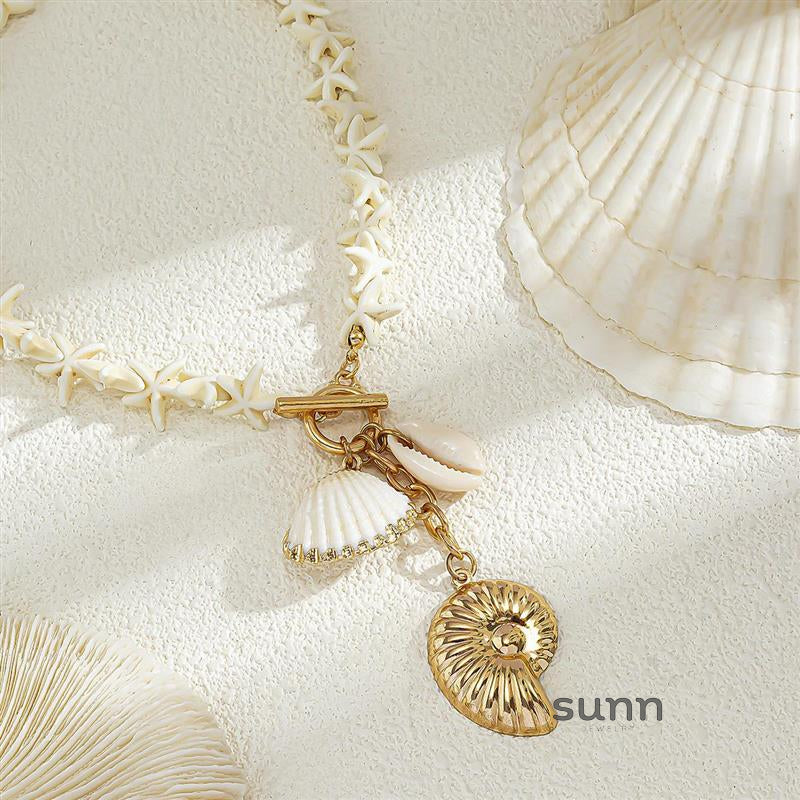Mahalia Starfish Shell Beaded Necklace [UPBHLNDT]