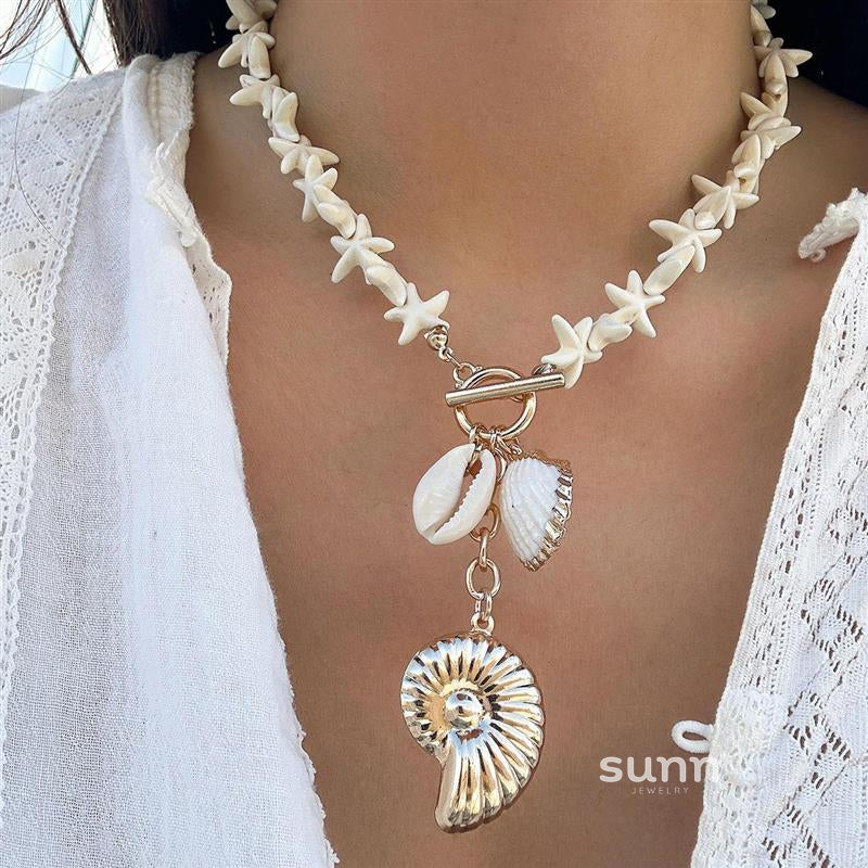 Mahalia Starfish Shell Beaded Necklace [O3VHXNY5]