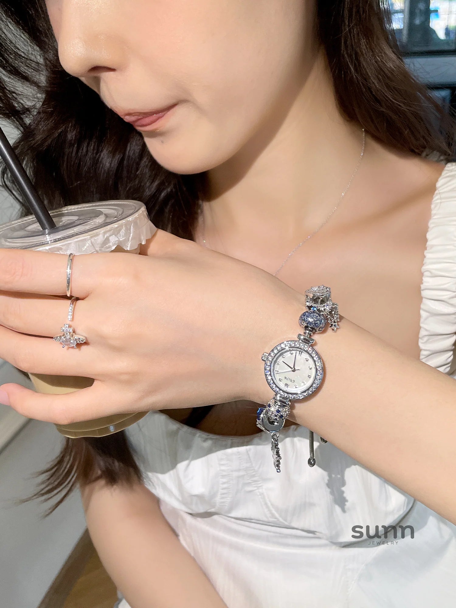 Mahari Crystal Mesh Watch