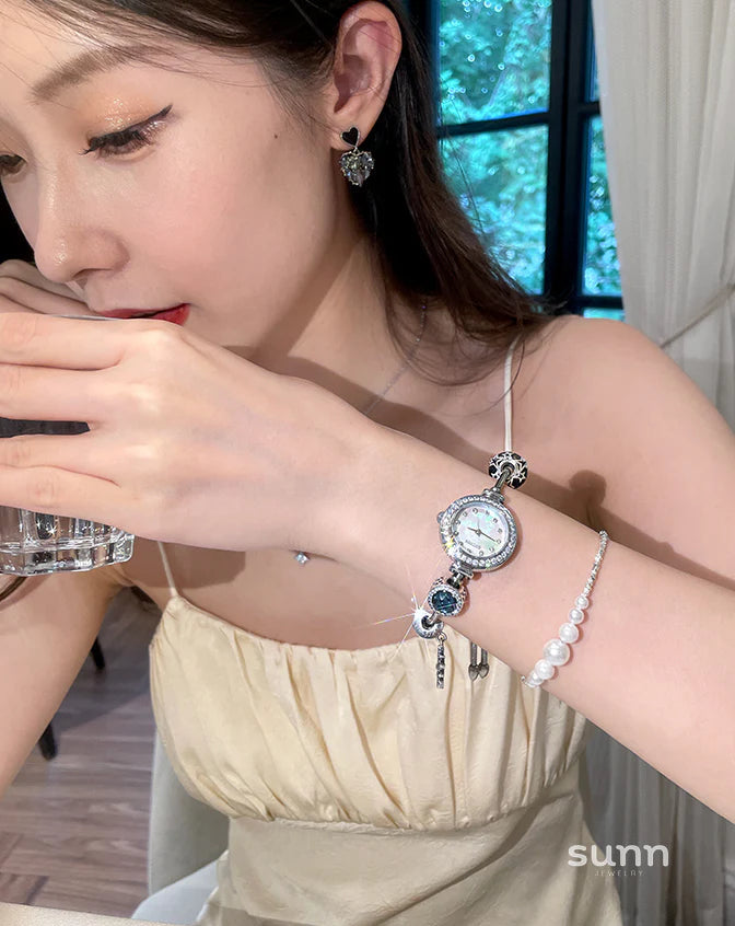 Mahari Crystal Mesh Watch