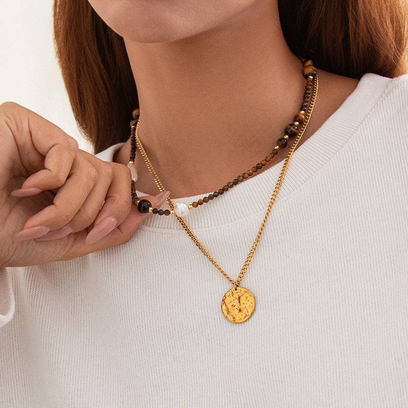 Mahi Beaded Tiger Eye Necklace [KSET5N1X]