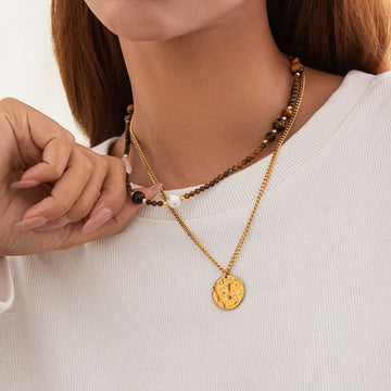 Mahi Beaded Tiger Eye Necklace [KSET5N1X]