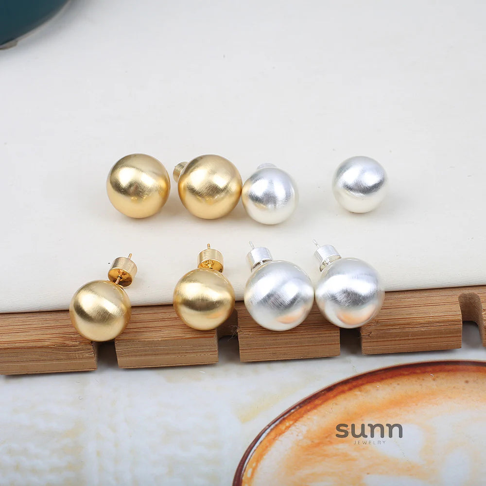 Mahi Brushed Sphere Studs