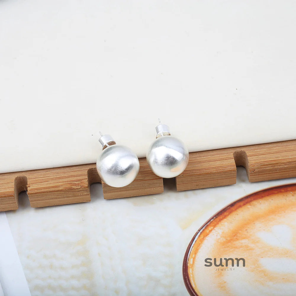 Mahi Brushed Sphere Studs