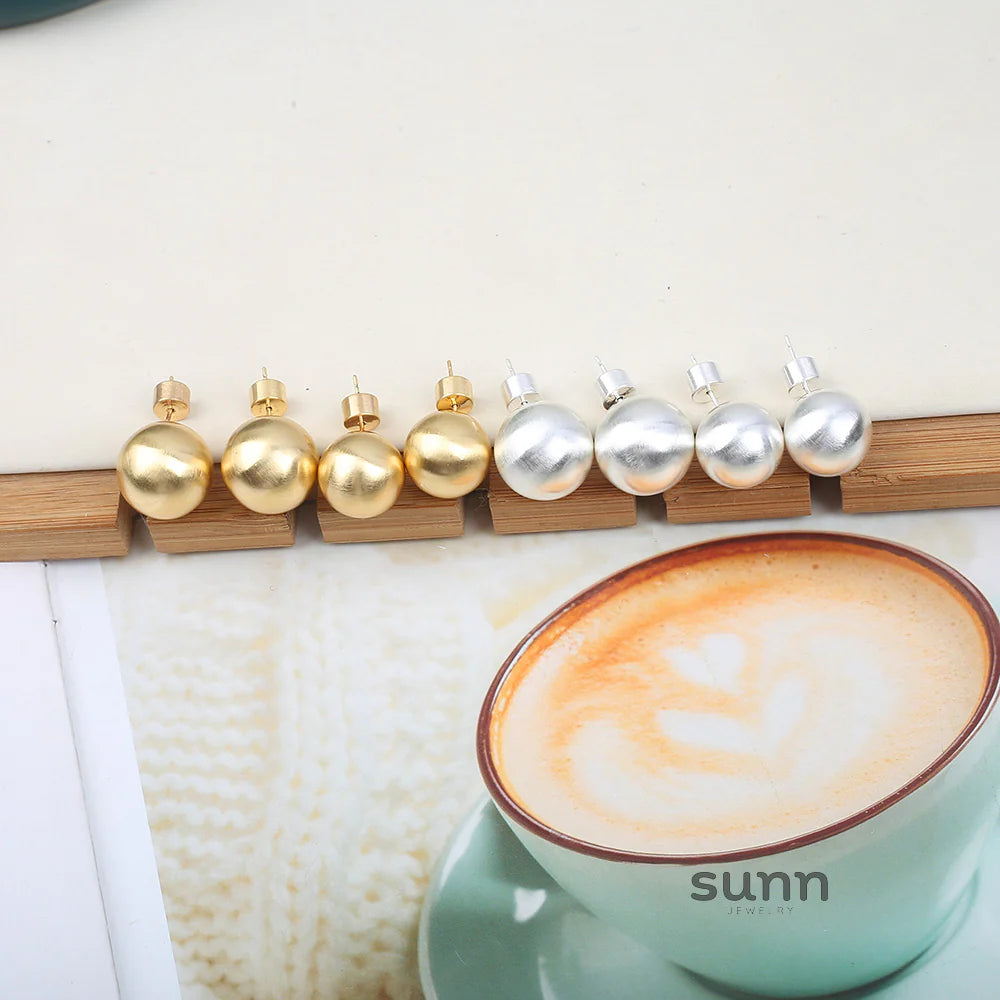 Mahi Brushed Sphere Studs
