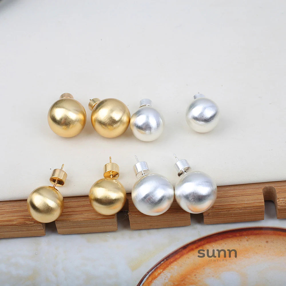 Mahi Brushed Sphere Studs