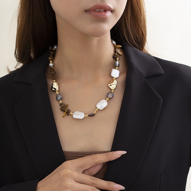 Mahina Baroque Pearl Tiger Eye Necklace [5HXV0ZSB]