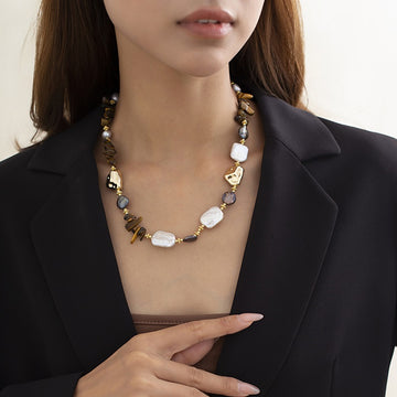 Mahina Baroque Pearl Tiger Eye Necklace [5HXV0ZSB]
