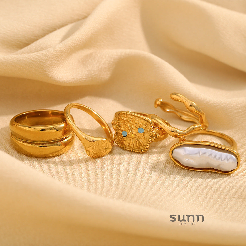 Mahlia Plated Modern Rings [0X4J8F2M]