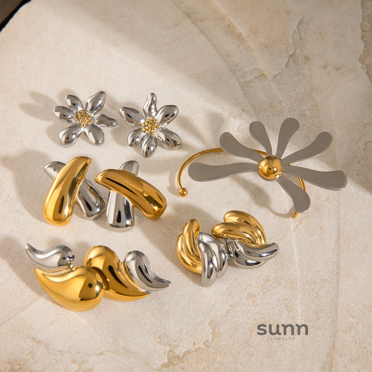 Mai Two-Tone Steel Earrings [JEOVPPRO]