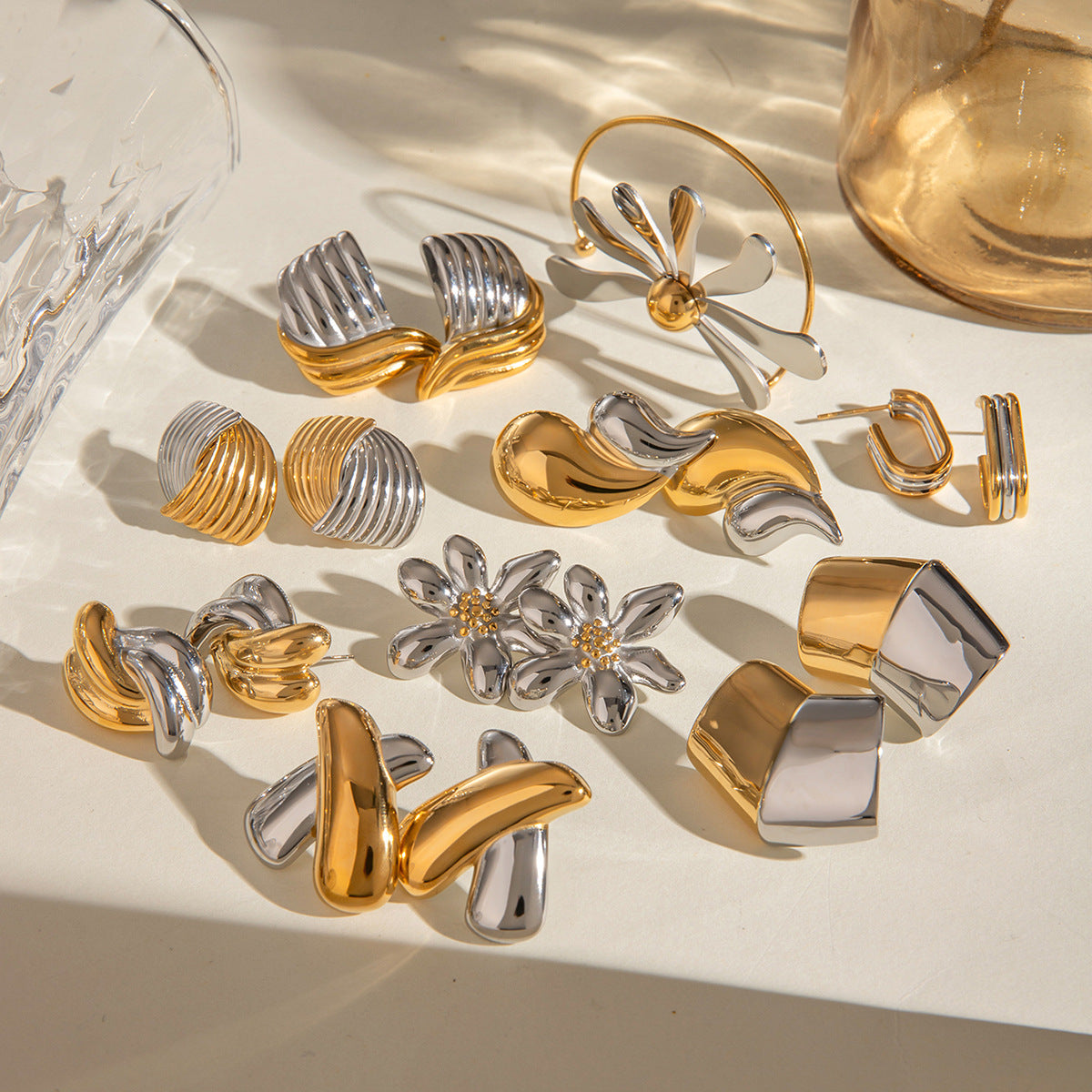 Mai Two-Tone Steel Earrings [GT4PEBEL]