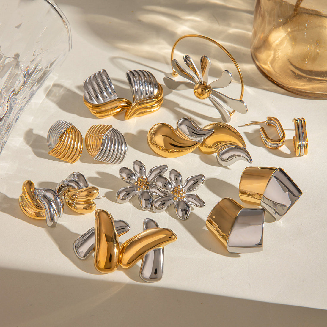 Mai Two-Tone Steel Earrings [GT4PEBEL]